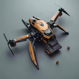 the orange plastic model is sitting on a grey surface