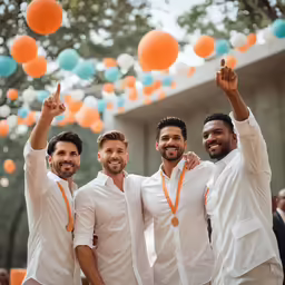 a group of men posing for the camera