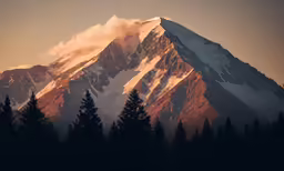 the snow capped mountain in the distance is very majestic