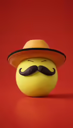 a yellow ball with a mustache on it