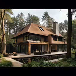 a beautiful house with a view of the forest