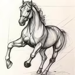 a horse runs and is looking at the camera