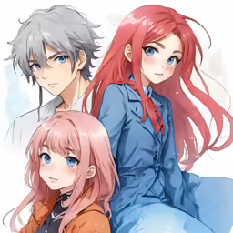 two anime characters sitting next to each other