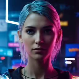 a woman with blonde hair is staring at the camera