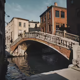 this is a bridge that crosses the river in an urban area
