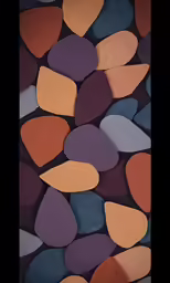 a painting of several colored rocks all together