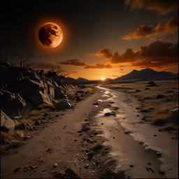 a very beautiful view of an almost empty road with some strange things around it