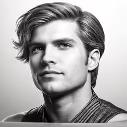 man with face slightly tilted to the side and straight hair
