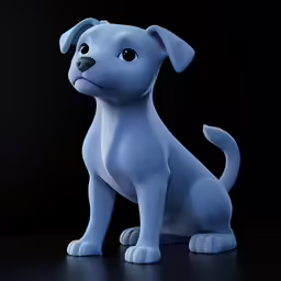 the blue dog is on a black surface