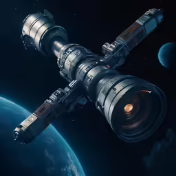a space station flying above the earth