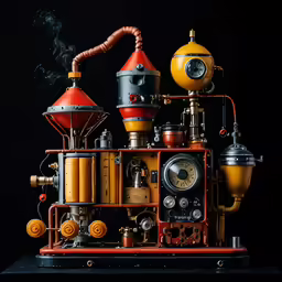 a picture of various machines all stacked up on a black table