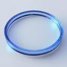 a blue glass piece in the shape of a circle