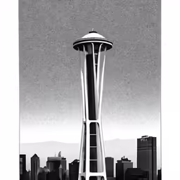 an illustration of a tall building in the distance