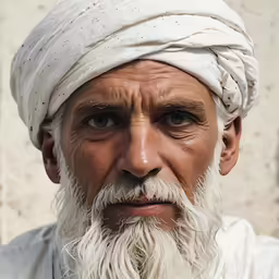 an indian man with a turban and long white beard