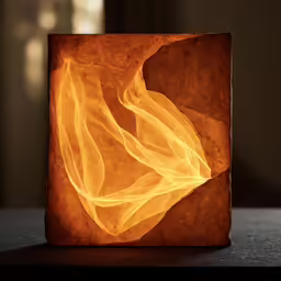 an orange paper with an abstract shape