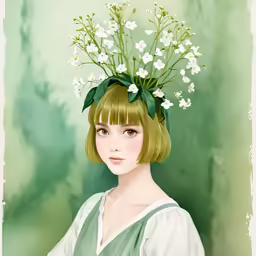 this is an anime character in a green dress