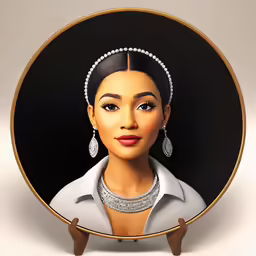 a black female with a crown on her head and earring