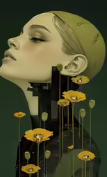 an image of a woman with many flowers in her hair