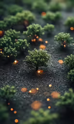 a large collection of small trees in the night