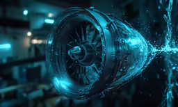 an artistic image of a jet engine spinning around