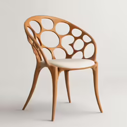 a chair with an intricately carved design on it