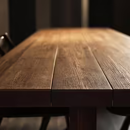 a closeup of the top of a large wooden table