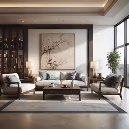 a living room with two couches and a table