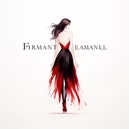 a woman in black and red dress with the words armanteaamail,the back of a woman in a red and black dress