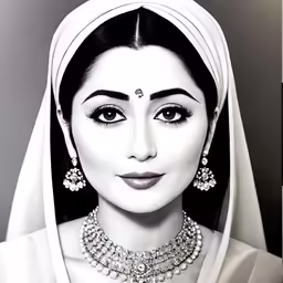 a woman with a necklace and veil on
