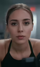a female in black shirt staring off into the distance