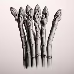 four black and white image of branches