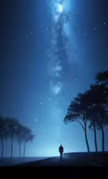people are standing on the road and looking at stars