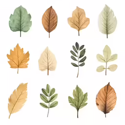 a bunch of different colored leaves are displayed