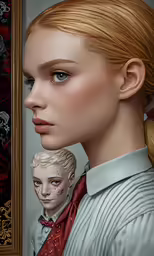 digital painting of a woman and a doll