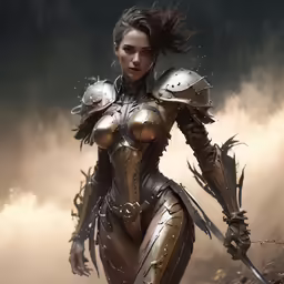 an image of a woman with metal armor and claws