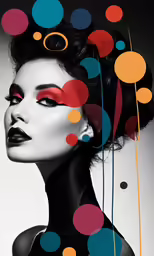 a woman is wearing black and colorful makeup