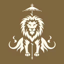 the sacred symbol for the lion,a logo that has a lion on it