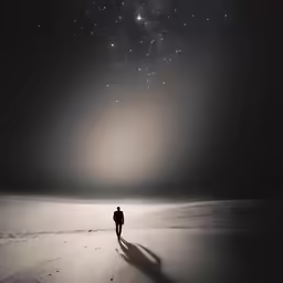 the lone man is walking across the desert alone