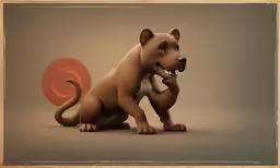 a rendering of an animated dog sitting with the paw crossed