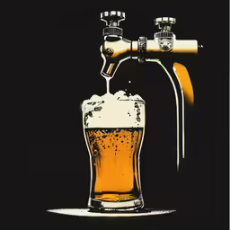 a beer being filled into a tall mug