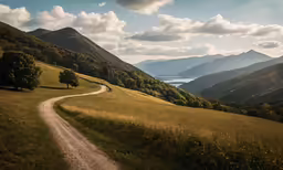 a path leading uphill to a mountain
