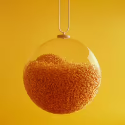 a large ball hanging from a wire with lots of beads in it