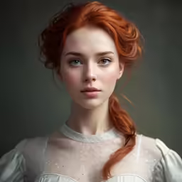 a beautiful redhead woman with a flowing red hair