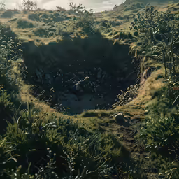 an open space surrounded by tall grass