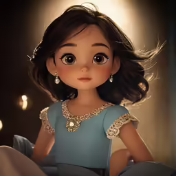 an adorable little girl in blue dress