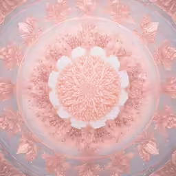 a circular image in pink on a pale background