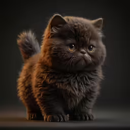a cute cat standing up against a black background