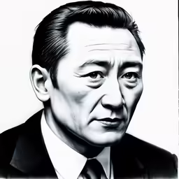 a man wearing a suit and tie is looking down