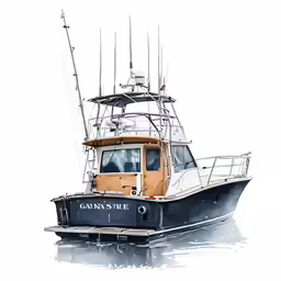 a boat with ropes on the side in watercolor