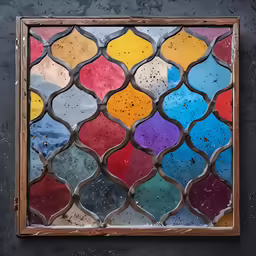 a window with colorful stain glass covering it